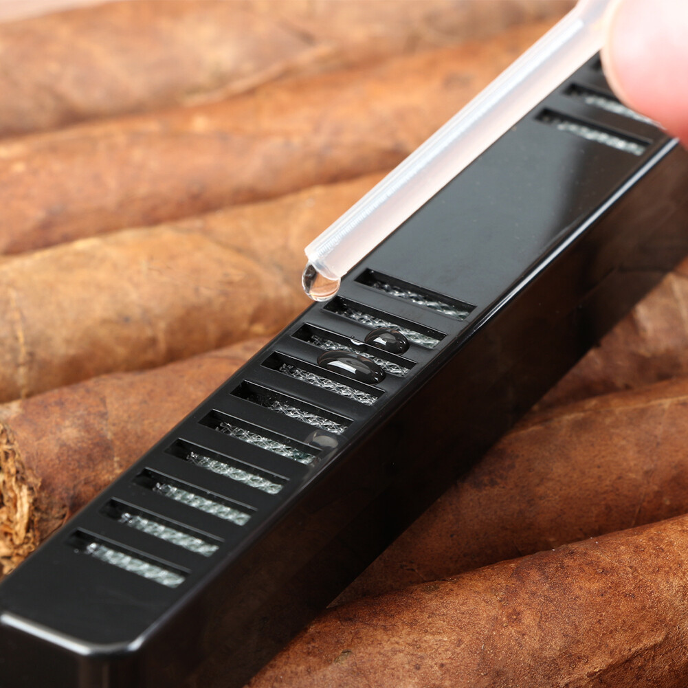 20ct Cigar Humidor Storage Box Desktop Glasstop Humidifier Hygrometer Wooden