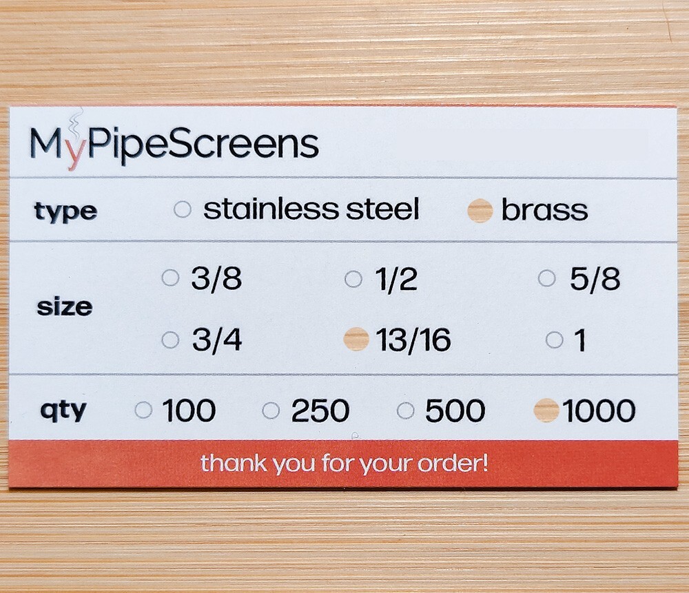 Brass Pipe Screens 13/16 inch, 1000 count – Free Shipping, USA Made, Heavy Duty