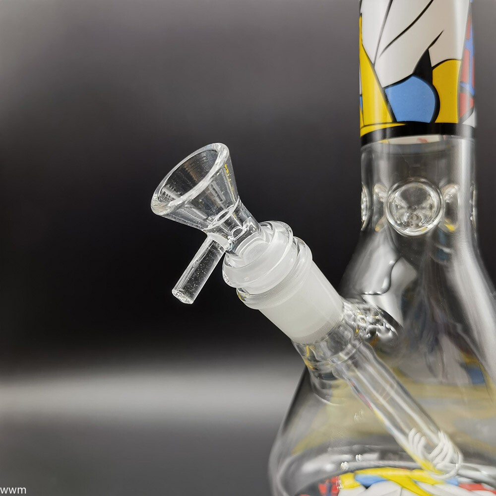 10 Inch Printed Clear Glass Bong Water Pipe Smoking Shisha Hookah with Bowl