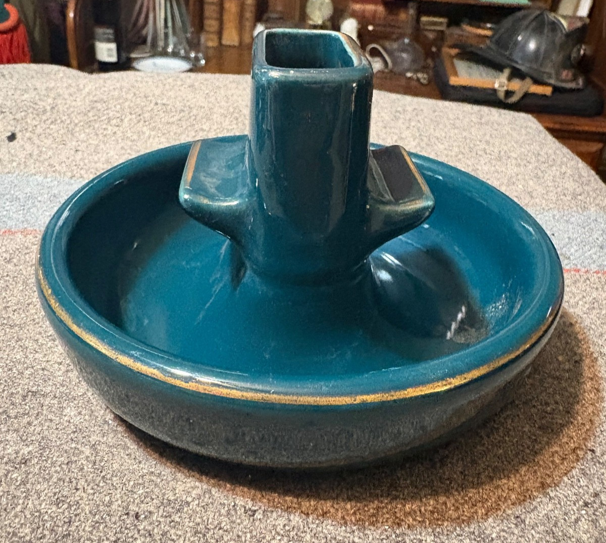 Vintage MCM Palmer House Hotel Chicago Cigar Ashtray Match Holder Hall Pottery
