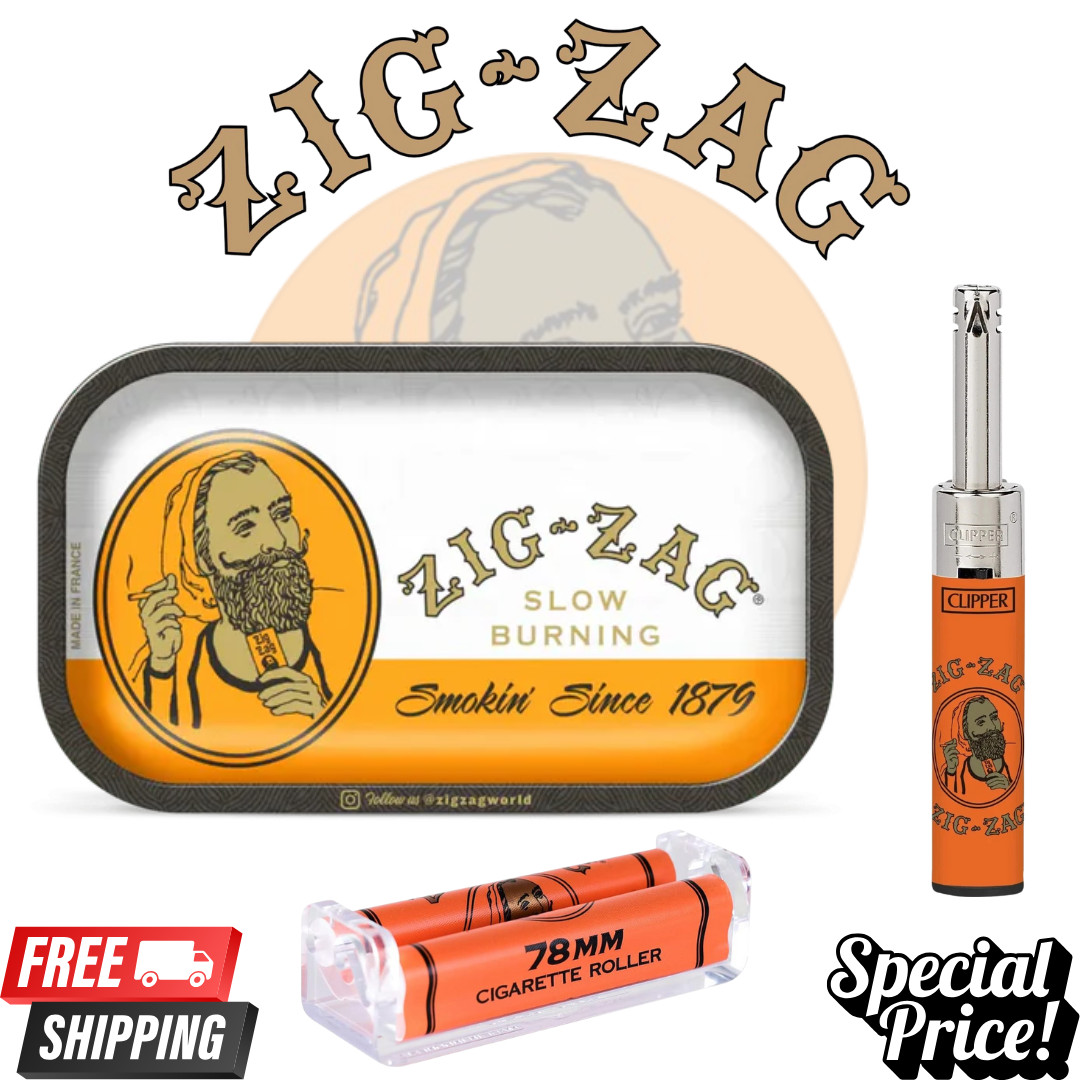Zig Zag Classic Metal Tray 11×7 Roller 78mm Clipper Lighter Tube Set