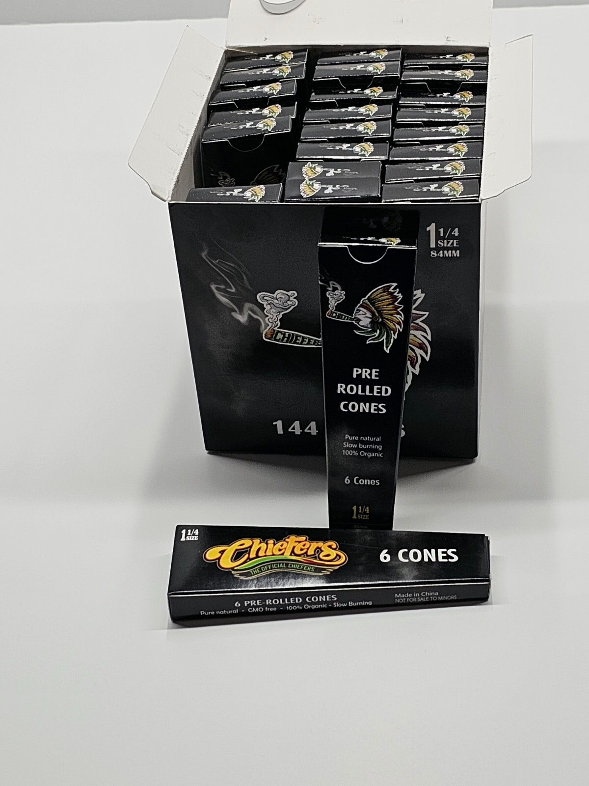 Chiefer’s Pre-Rolled Cones 1 1/4 (PRIVATE LABEL) 24 Packs of 6 each (144 )
