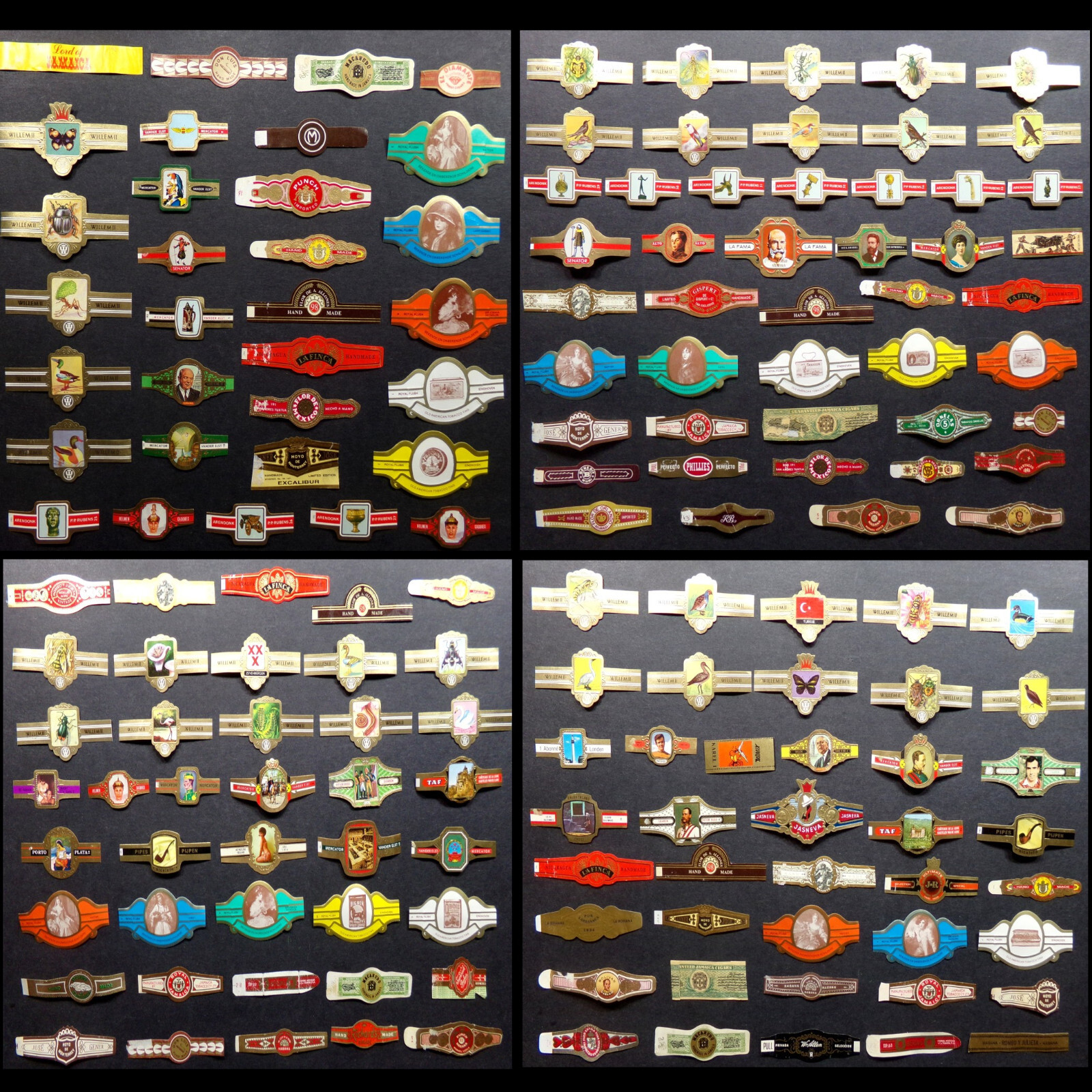 100 VINTAGE WORLD CIGAR BANDS: Random Mixed Lot, Variety Set, Tobacco Band Label