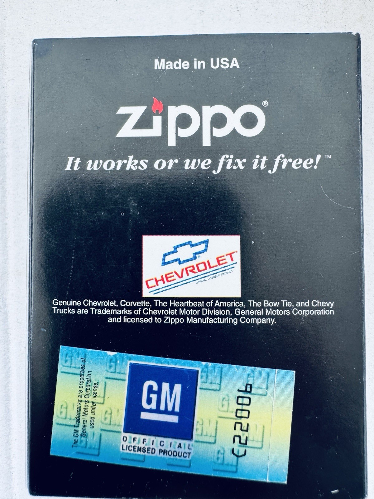 Vintage 1999 Zippo Chevrolet Raised Emblem Lighter Brushed Brass J XV New Boxed