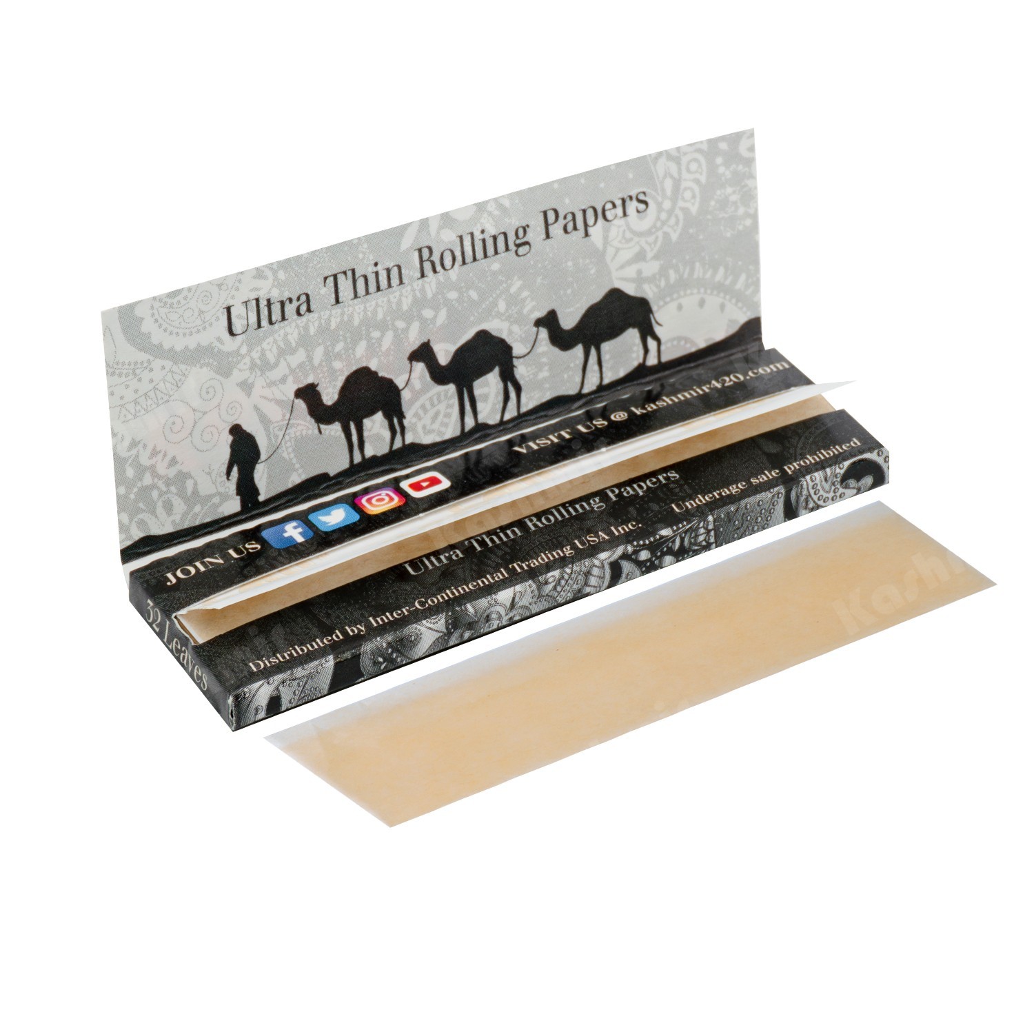 Kashmir Ultra Thin 1 1/4 Rolling Papers Full Box 25 Booklets 32 LEAVES