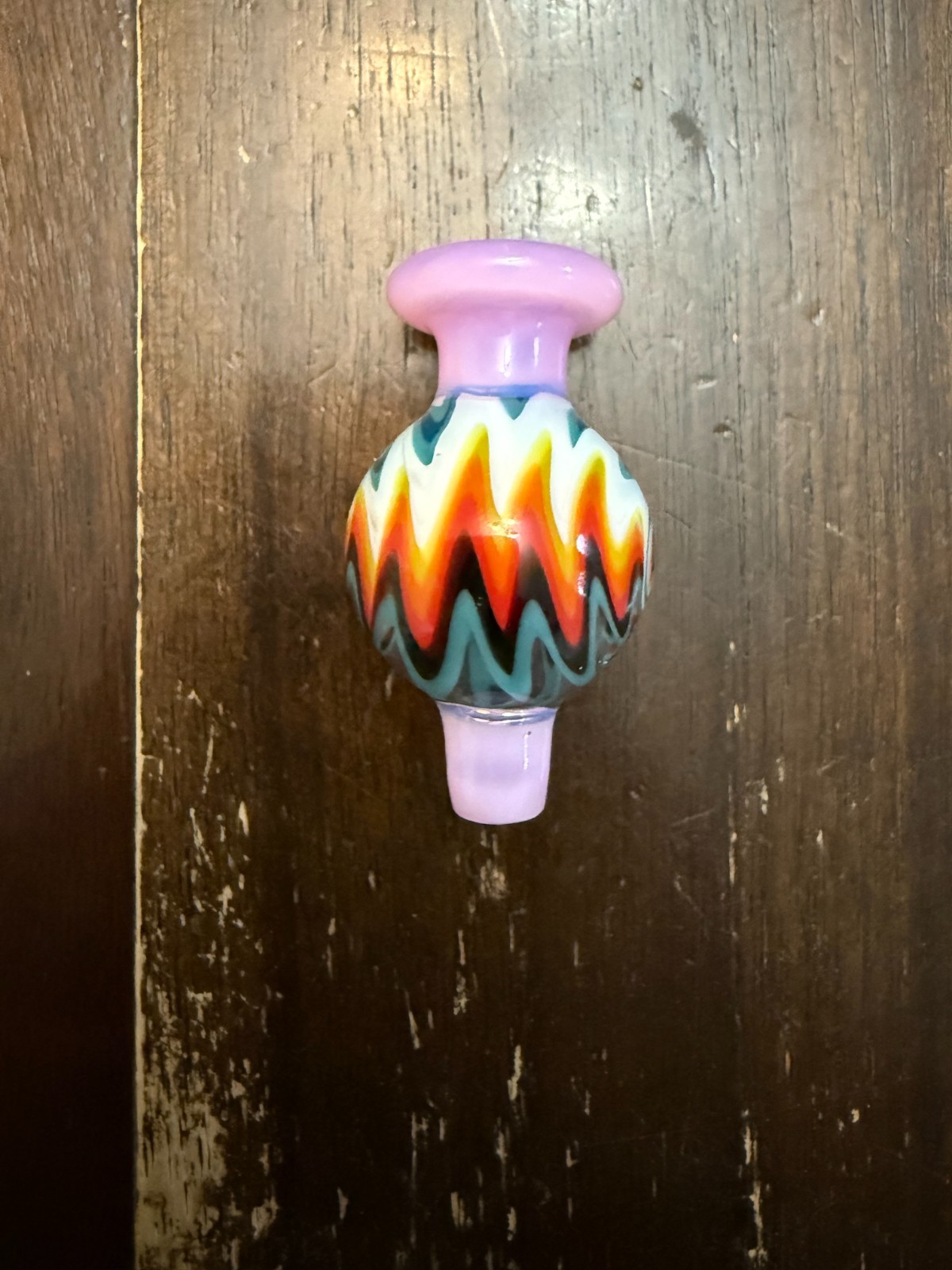 Glass Airflow Bubble Bowl Cap – Wide 25mm Wig Wag Pink