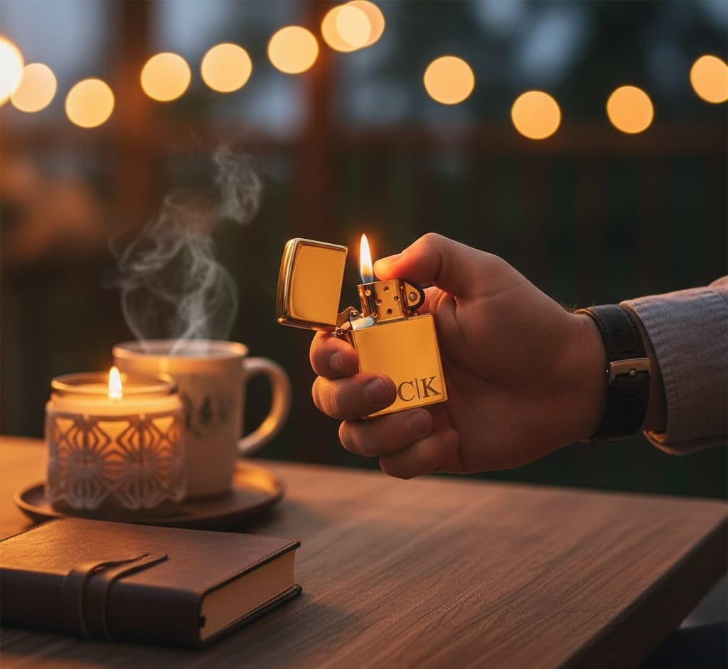 Engraved Black Lighter, Custom Monogram Lighter With Case