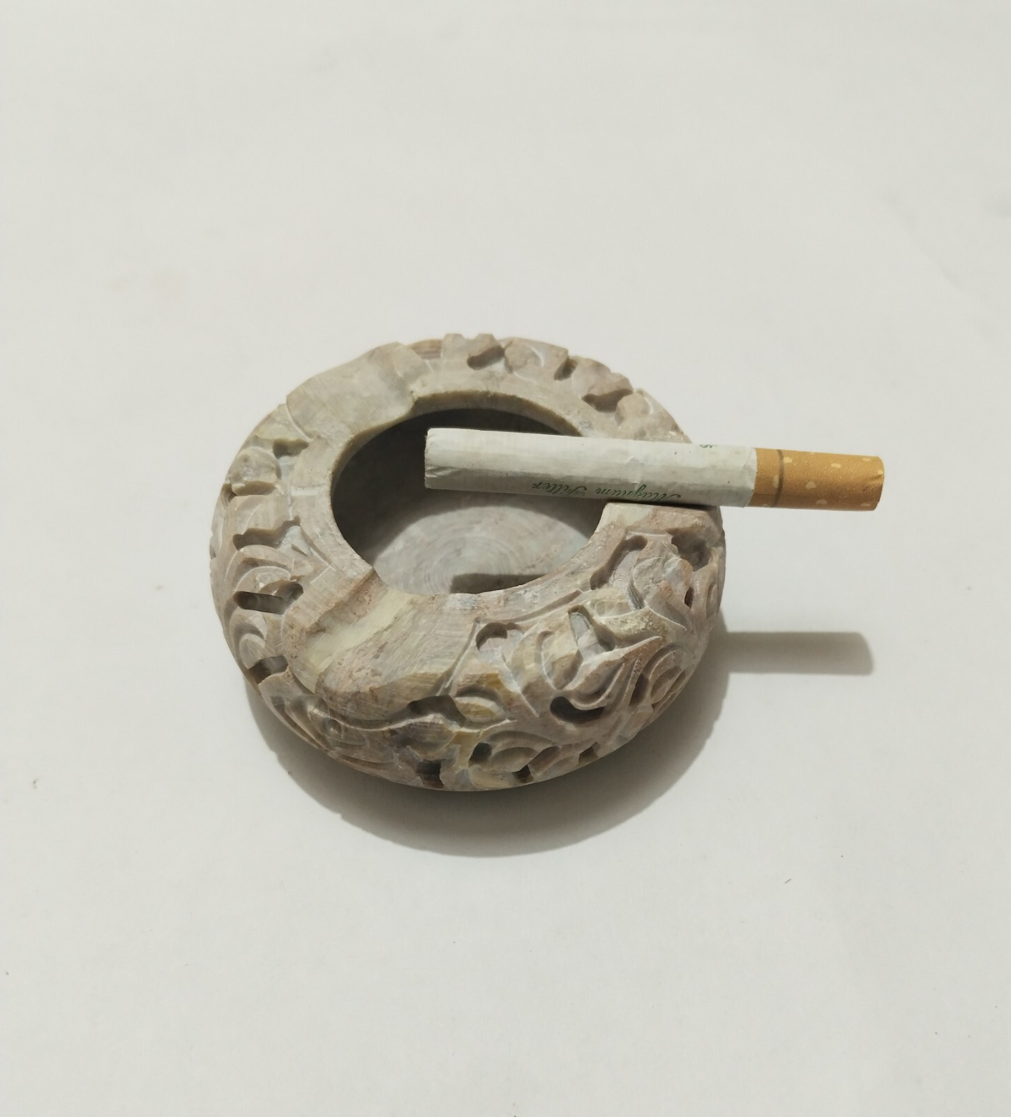 Indian Soapstone Marble Ashtray Ash tray for cigarette with carving set of 2 pcs