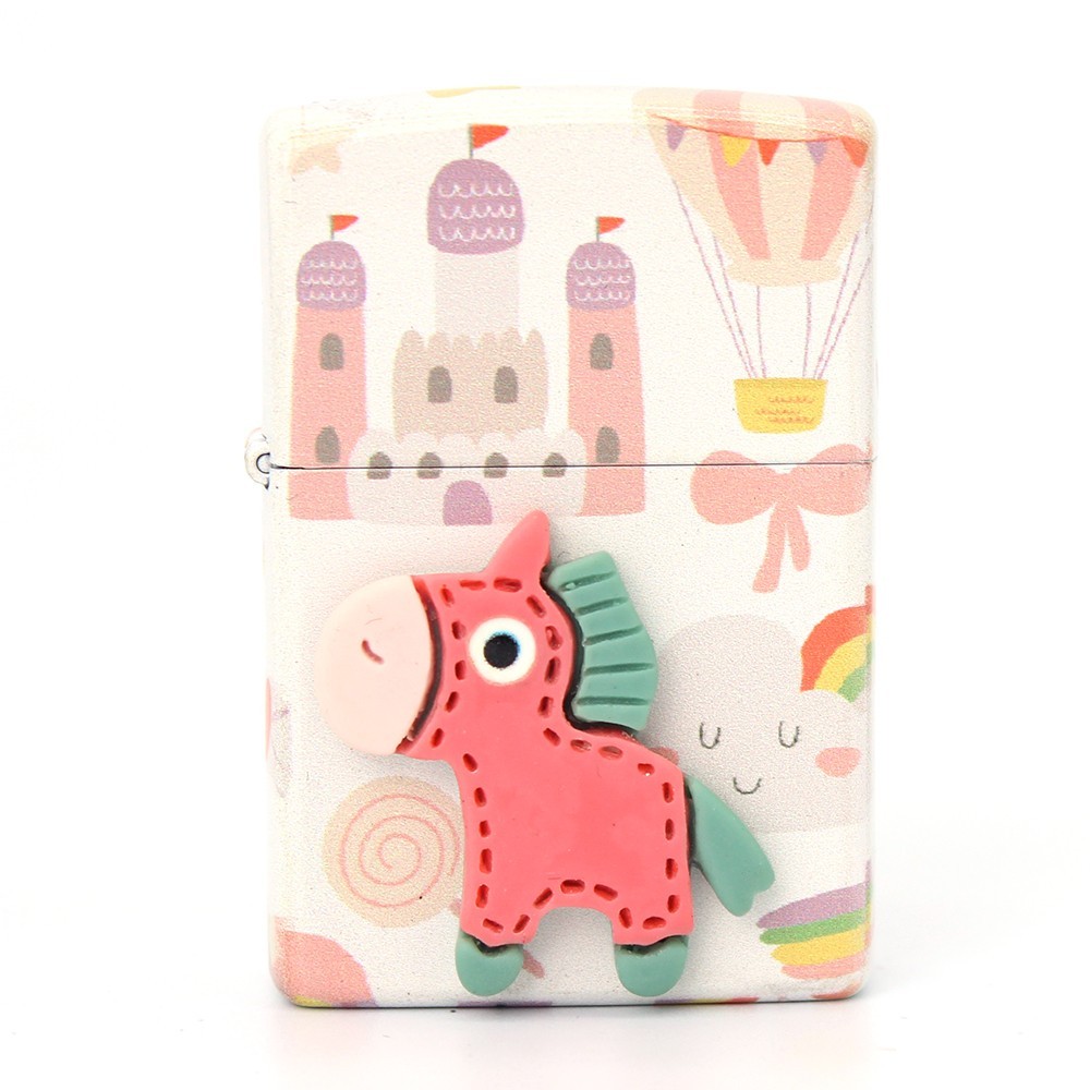 Zippo lighter 205 Asia Casual Custom/ PU Pony Orange Emblem Pastel Pink Base New