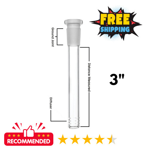 Glass Downstem For Hookah Bong Water Pipe Replacement Diffuser Down Stem 3” INCH