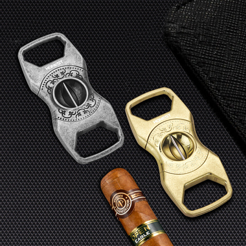 Vintage Stainless Steel Cigar Cutter 23MM V-Cut Premium Guillotine Cigar Tool