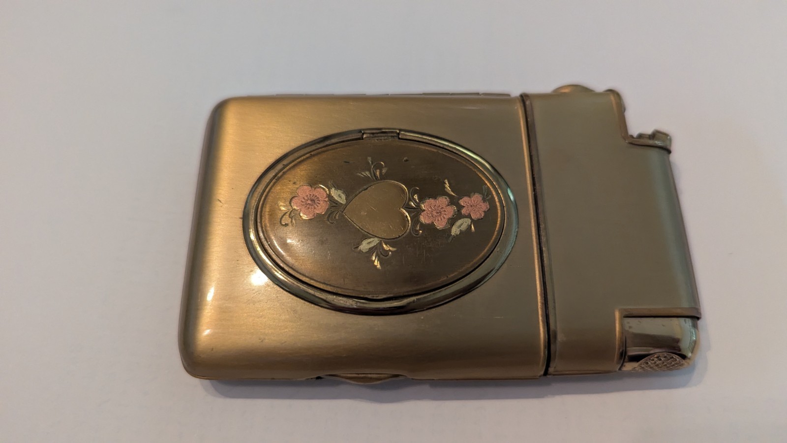 1930s Antique Ladies Cigarette Lighter Holder Combo With Locket Photo