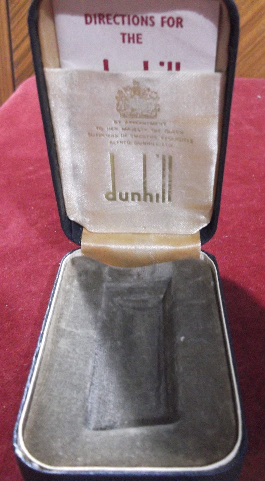 Vintage Blue Dunhill Rollagas Lighter Empty Box Case Gold Trim & User Manual !!!