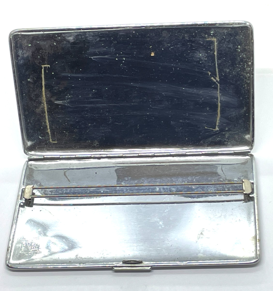 VTG MAYELL Silver/Chrome Cigarette Case Map England Ireland Scotland France UK