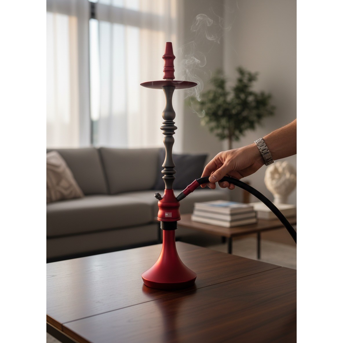 Starbuzz USA Challenger Hookah Stem Red Gunmetal Grey STSN-07122 Pipe