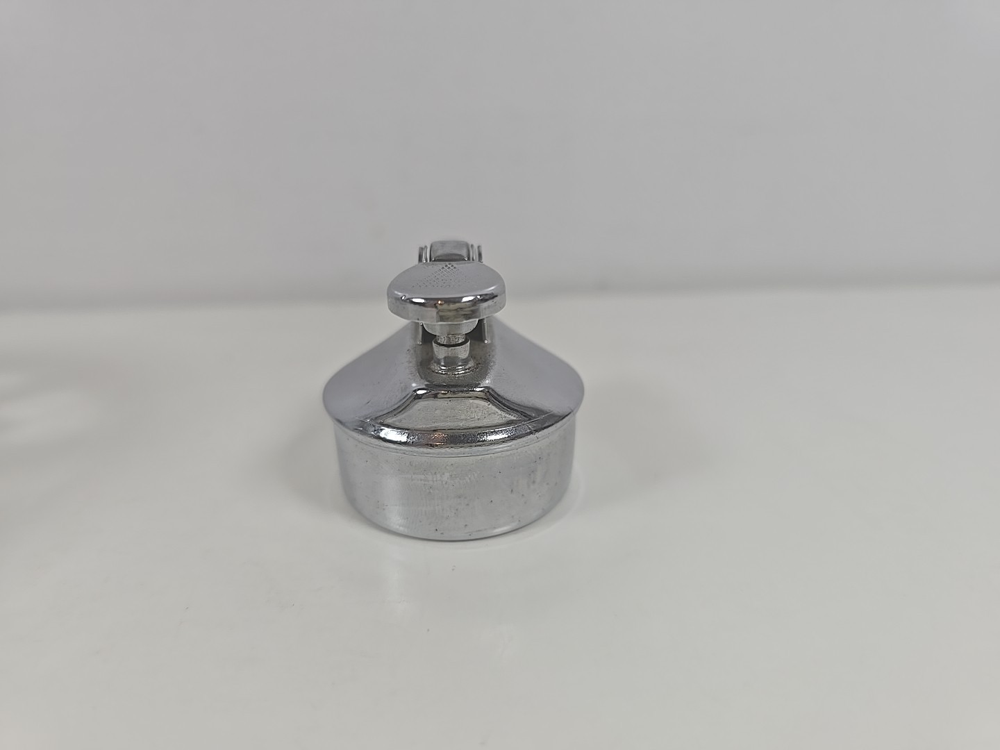 Vintage Heavy Crystal Cut Glass Clear Chrome Gas Table Lighter Japan MCM