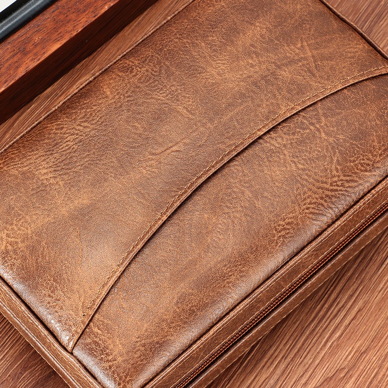 Galiner Travel Leather Cigar Humidor Case Cedar Wood Humidity Box Holder 4ct