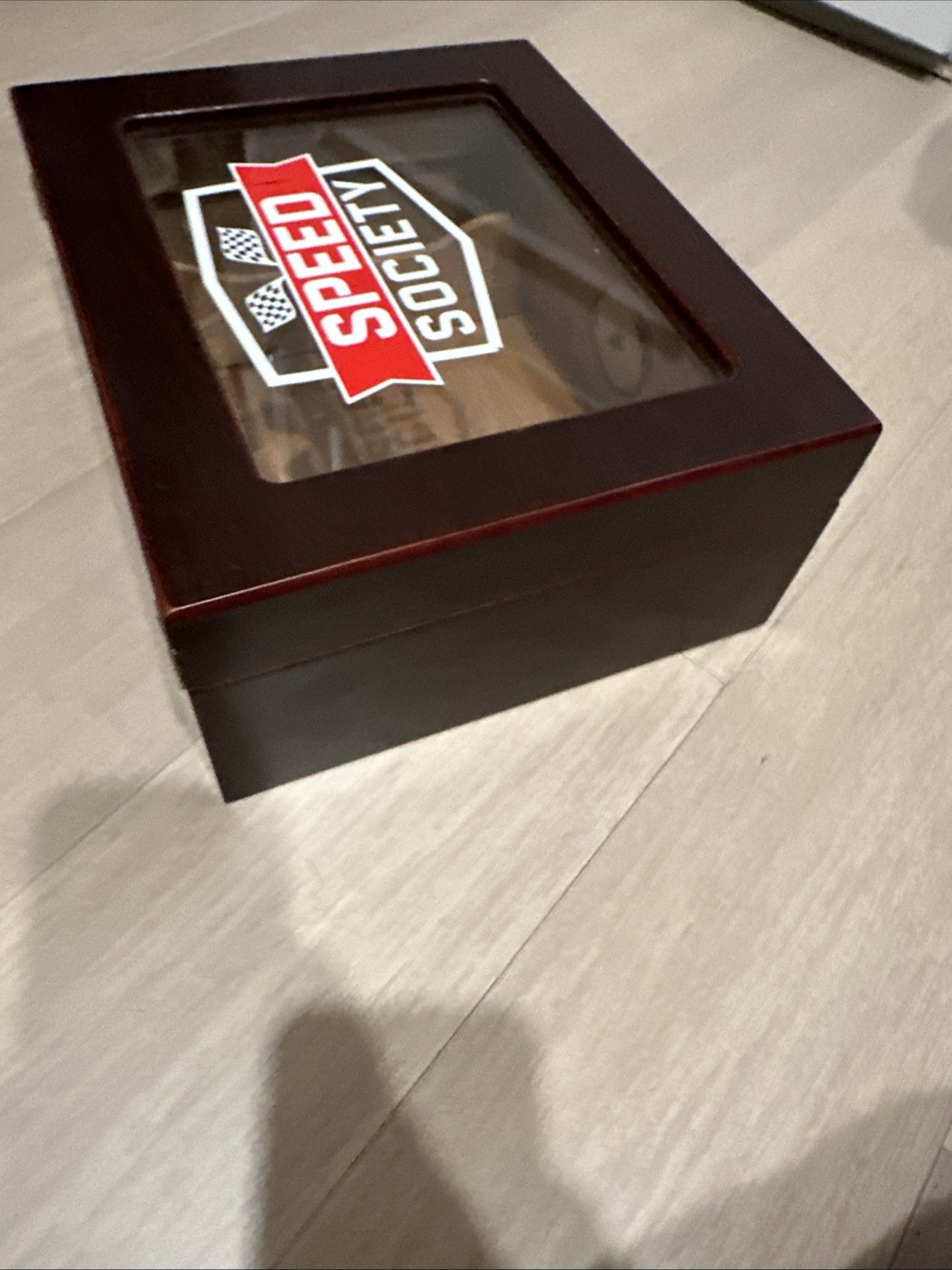 Desktop Humidor Supreme Wood Box w/ Glass Top Cigar Storage 10 1/2″x8 1/2″