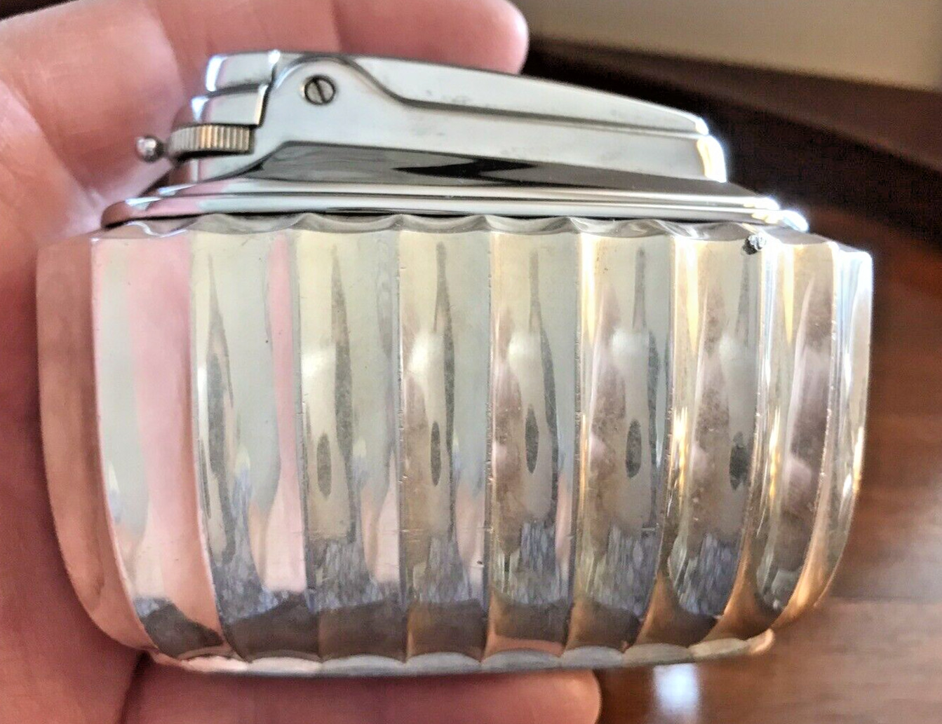 Vintage Ronson Silver Plated Tabletop Cigarette Lighter England (No Wick/Fluid)
