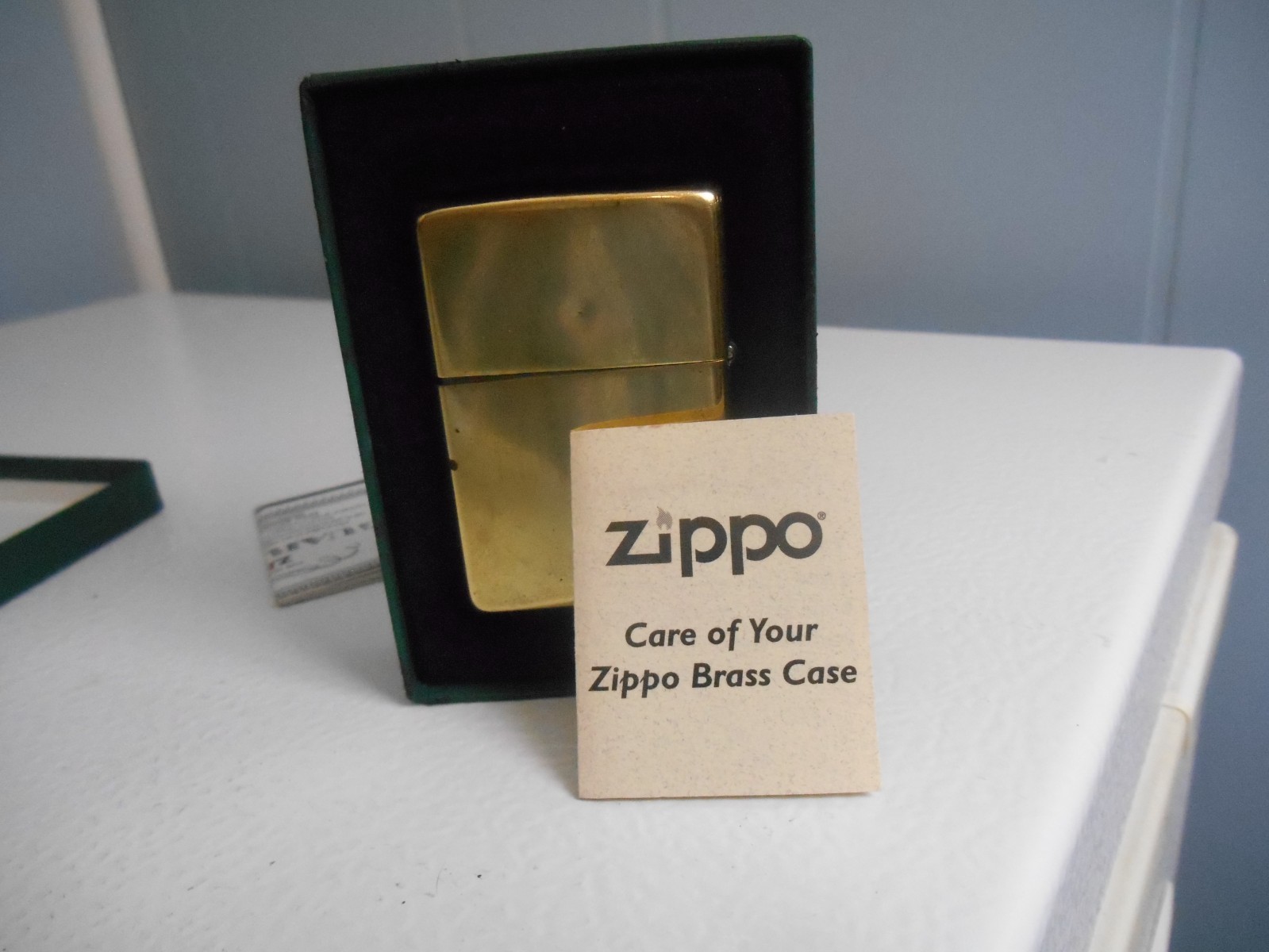 VINTAGE ZIPPO BRADFORD PA. 1932- 1987 BRASS LIGHTER IN BOX WITH PAPERS