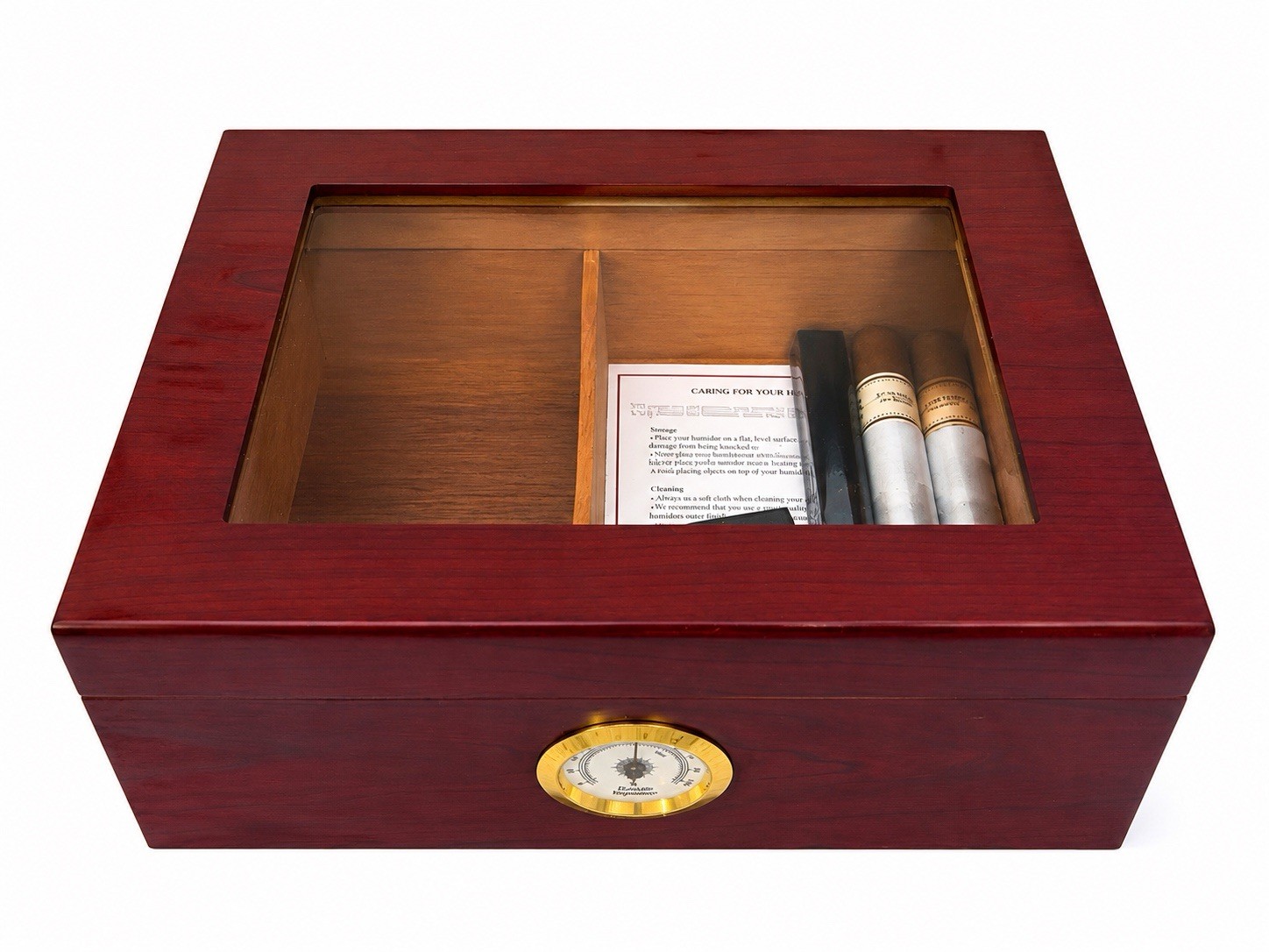 Mantello Royal Glass-Top Cigar Humidor – 25-50 Cigars BRAND NEW