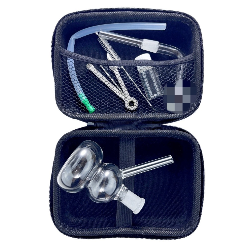 Portable 4″ Glass Bong Gourd Smoking Water Pipe Hookah Bubbler W/Tool Box SET