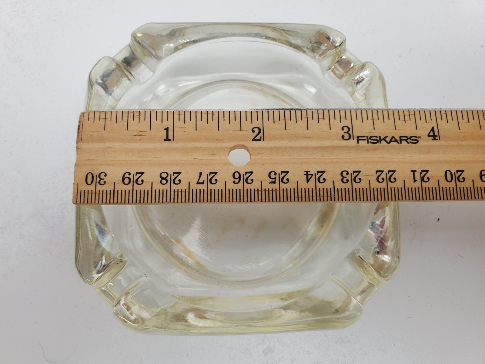 Vintage MCM Glass Ashtray Lot of 3 Round Smoked Amber Clear Square 1970s Retro