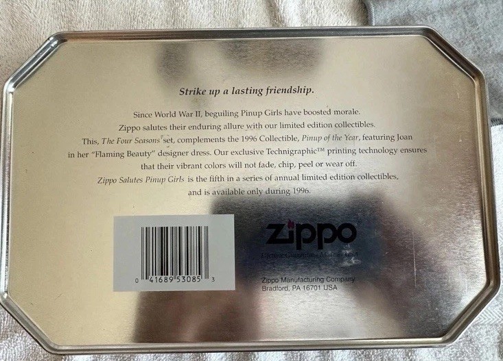 Vintage 1996 Salutes Pinup Girls Season Zippo Lighter W/ Casual Bolted Watch New