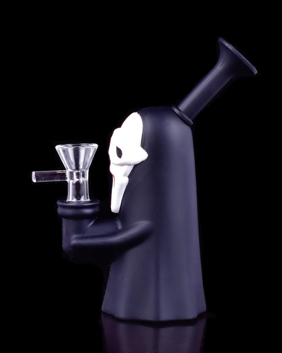 GRIM RIPPER Bong Hybrid Silicone BONG Glass Water Pipe COOL Hookah BLACK *USA*