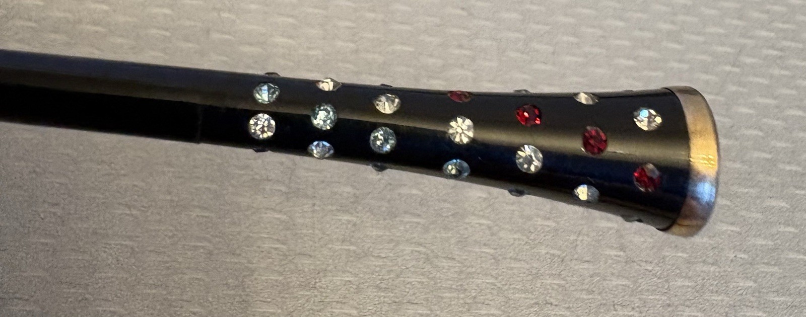 Art Deco Vintage Rhinestone Cigarette Holder Black Celluloid Plastic 6″ long