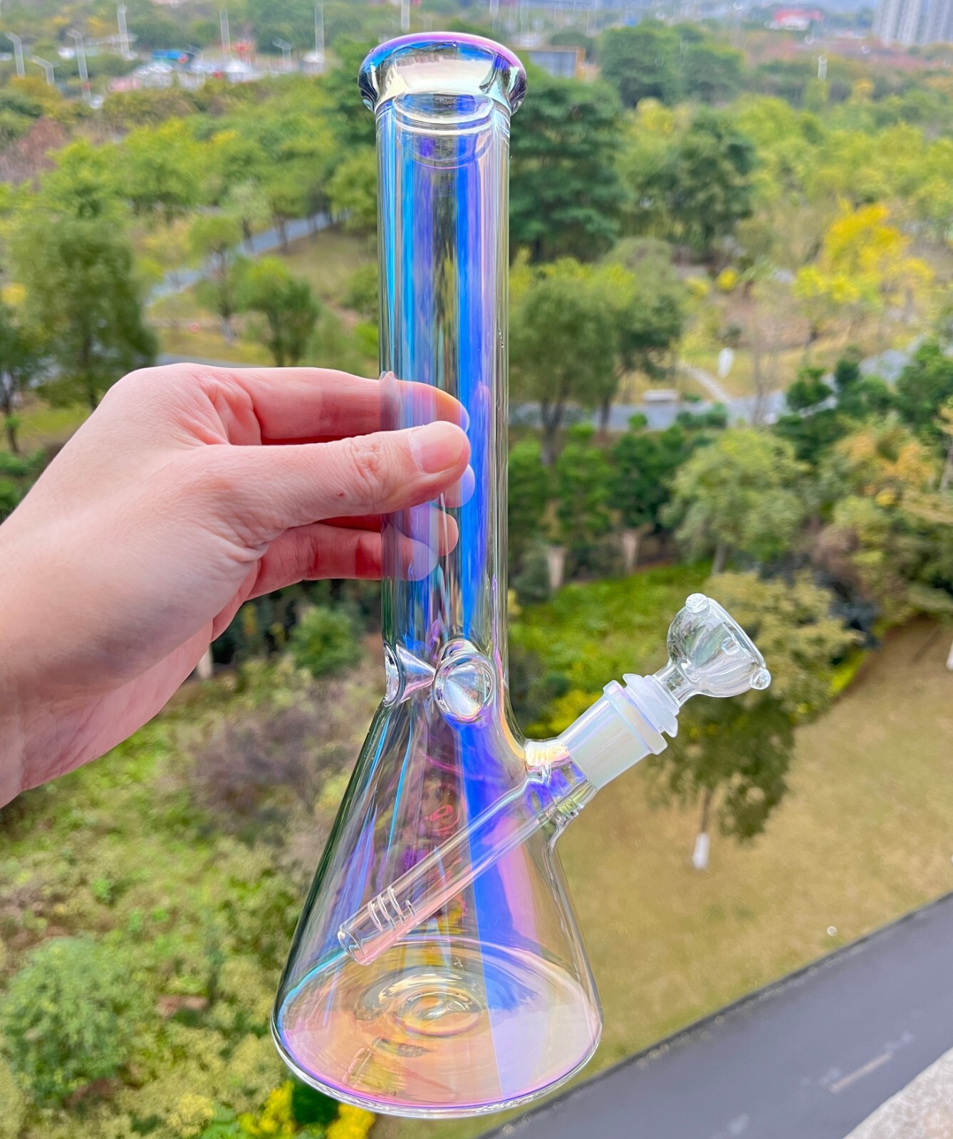 11″ Glass Bong Beaker Smoking Water Pipe Percolate Bong Thick Hookah 14mm Bowl