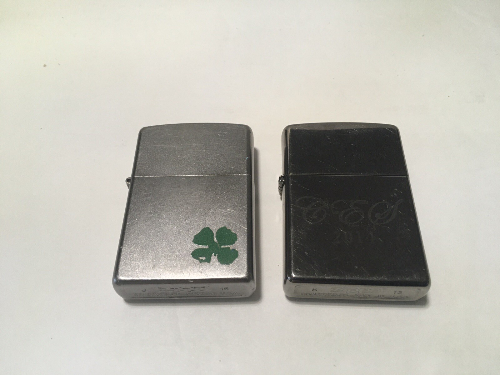 2014 Zippo Lighter Lot of 2 Shamrock & Monogrammed CES