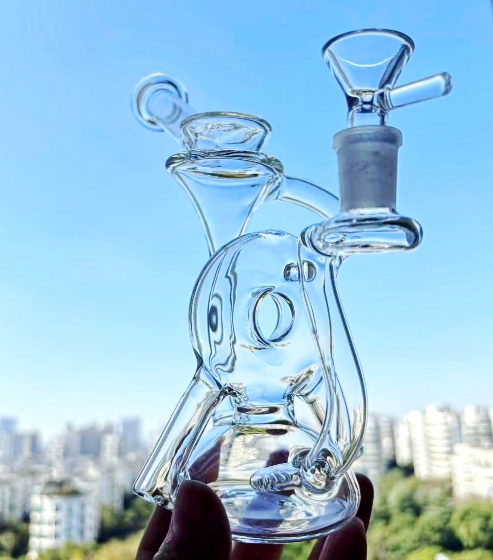 Multiple Recycler rig water pipes Tall bong Slanted mouth Water Smoking 14mmbowl