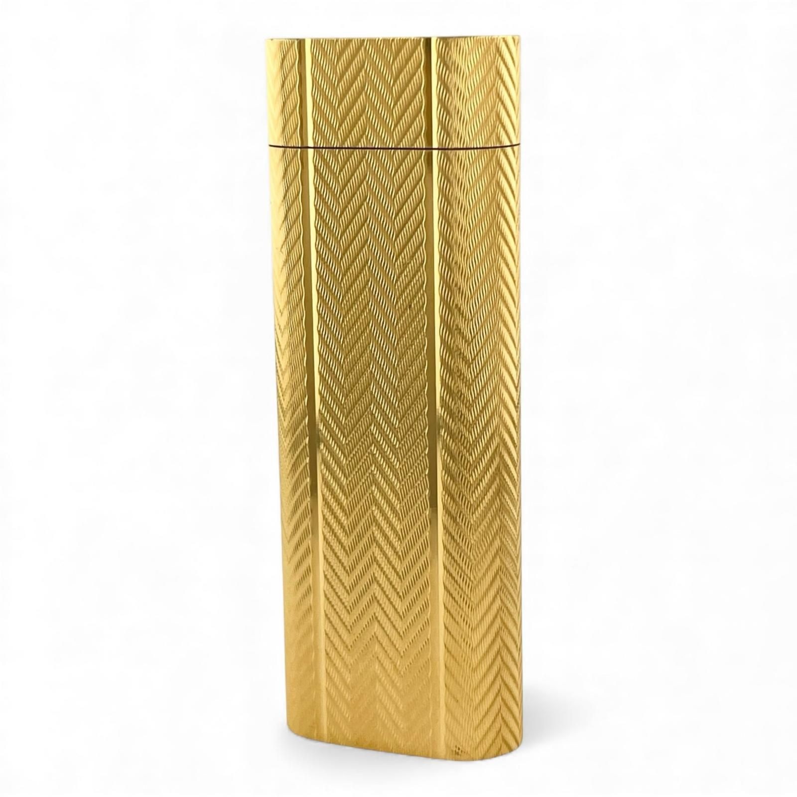 Cartier Oval Wave Design Gas Lighter Gold No Box Tested & Working Collectible