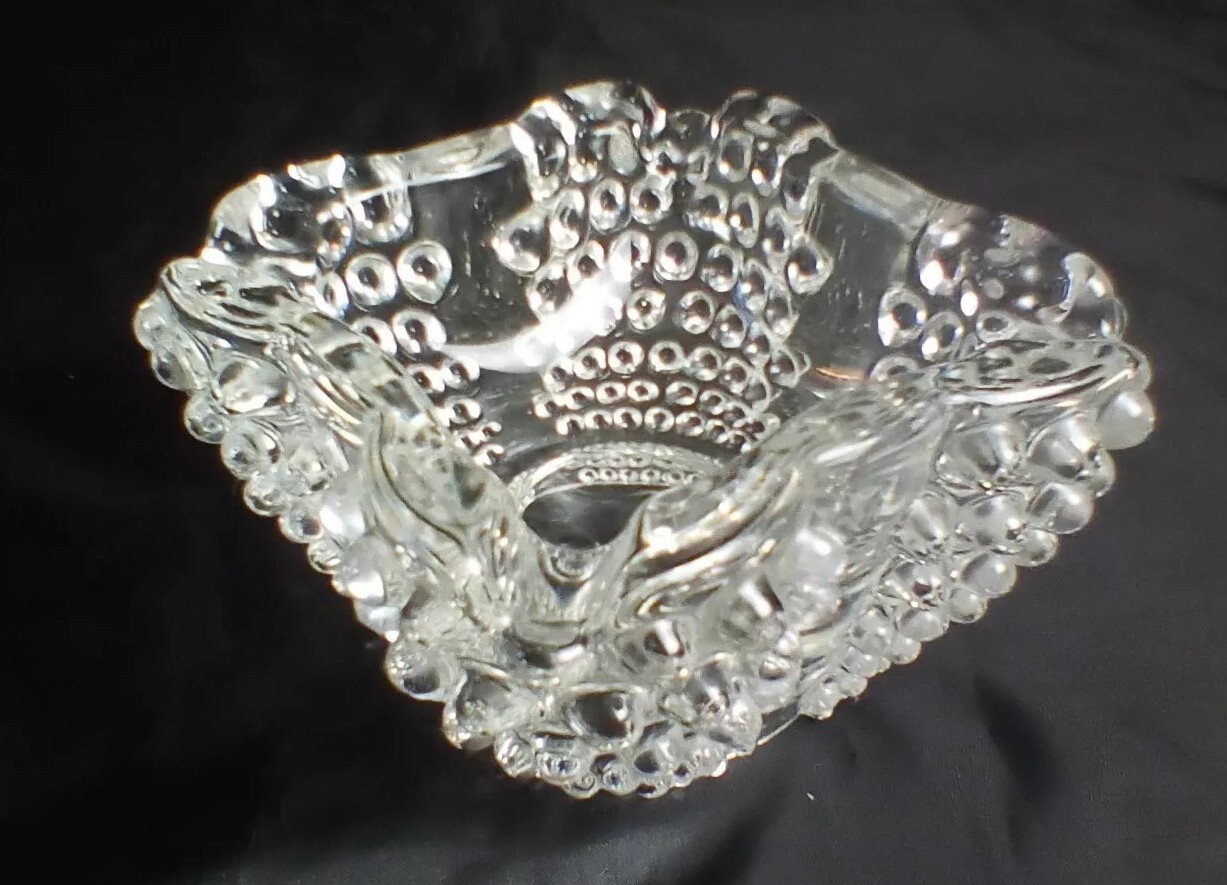Vintage Clear Glass Hobnail Cigar Ashtray 5″ Wide 3″ Tall 2.27lbs MCM