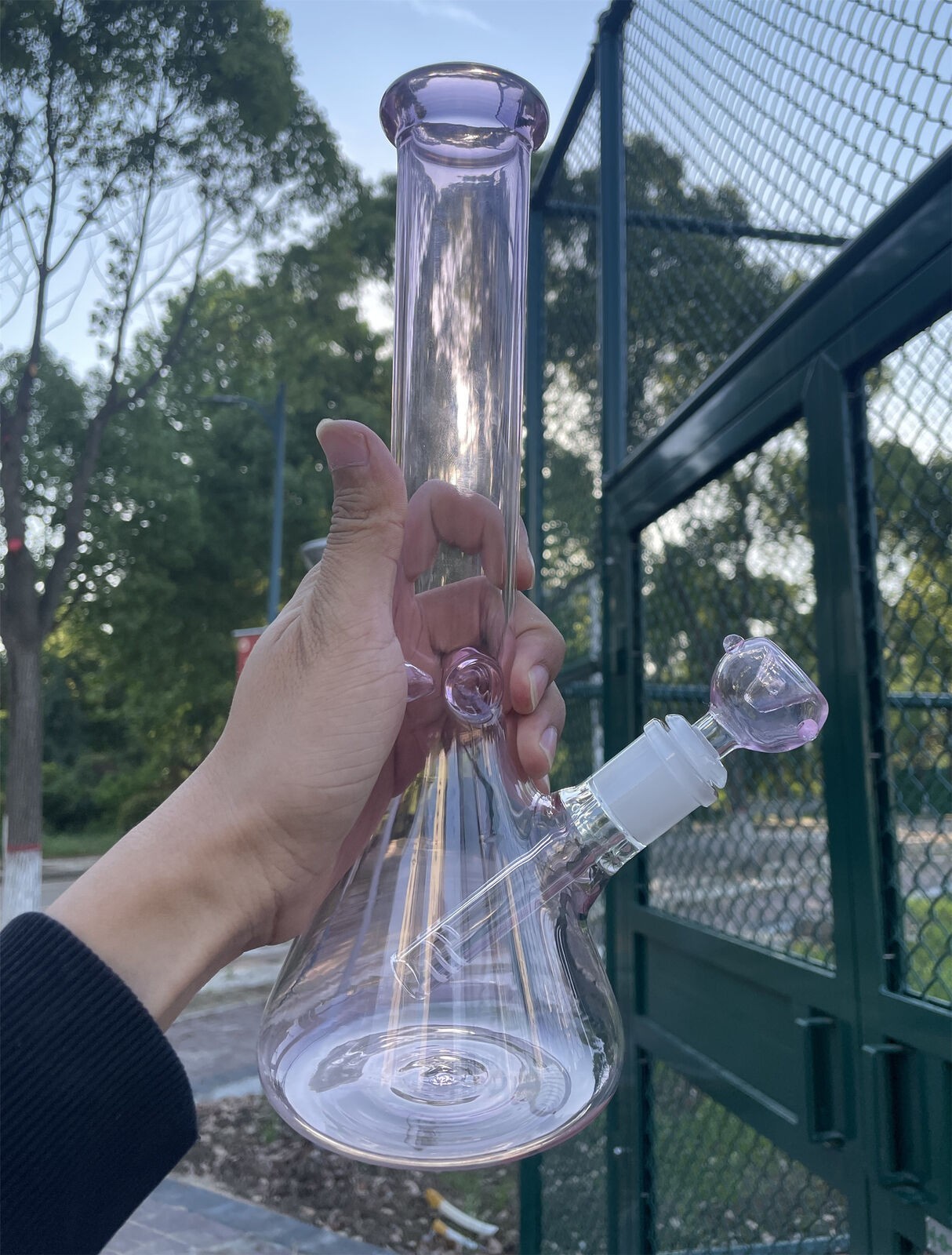 11″ Purple Glass Bong Premium Quality Water Pipe Hookah Bong 14mm Bowl USA