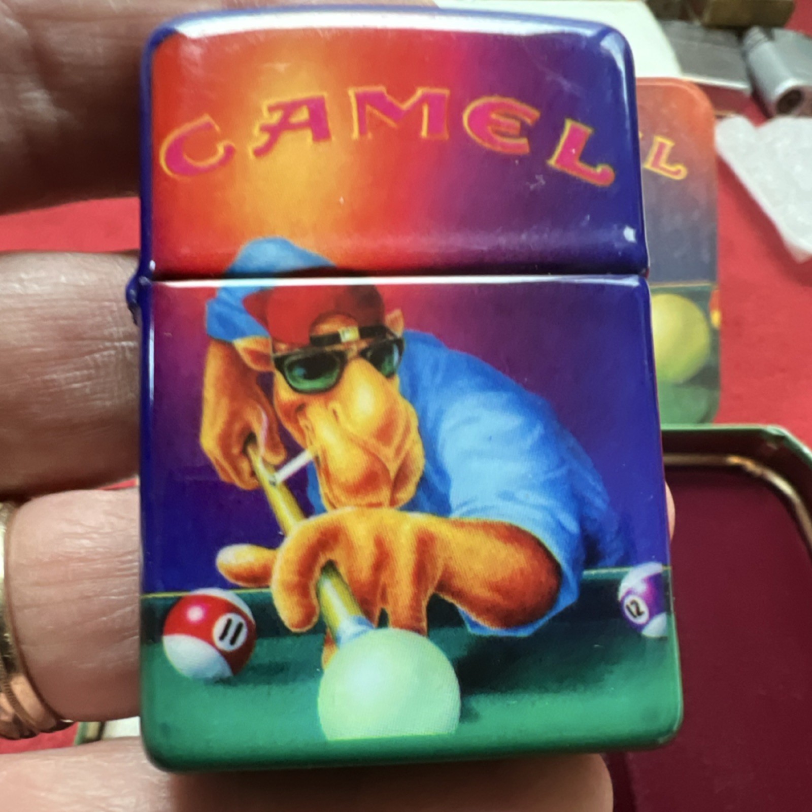 Camel Pool Player Design Collectible Lighter with Tin Case 1993 Vintage Smoking