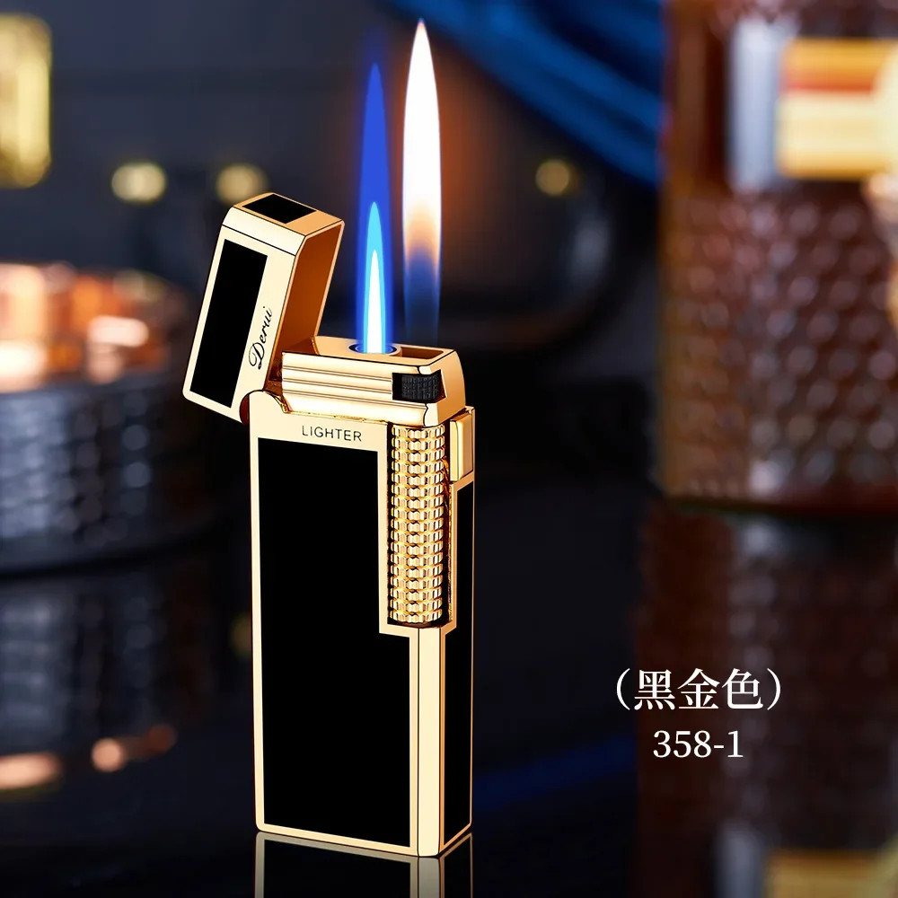 DERUI Dual Flame Torch Lighter Slim Windproof Butane Metal Luxury Gift Pro……