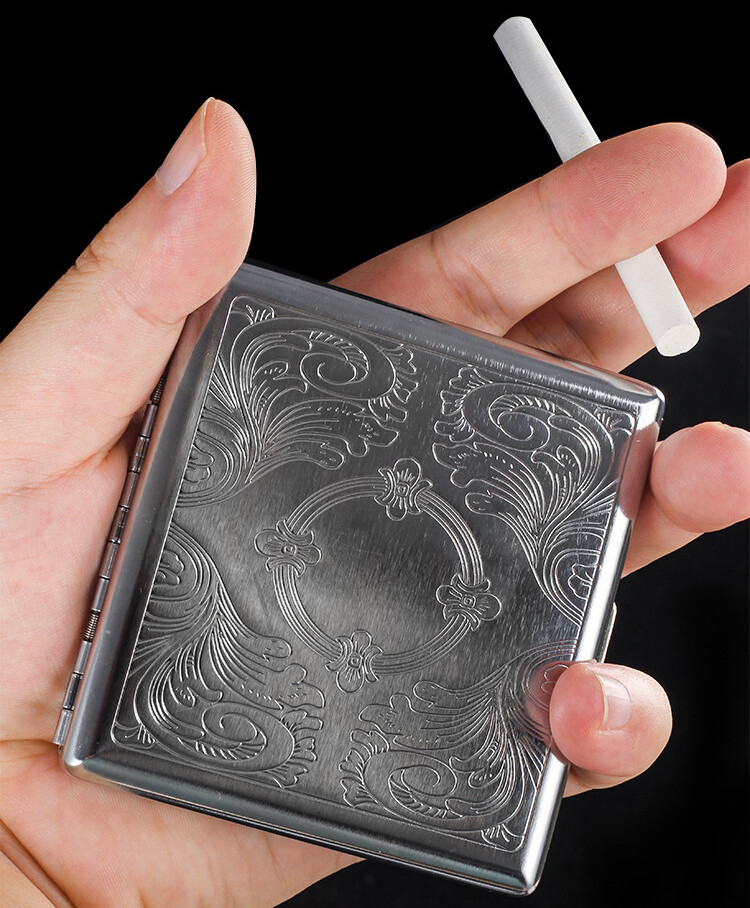 Silver Vintage Metal Pockets Cigarette Case Holder Wallet Storage Double Sided