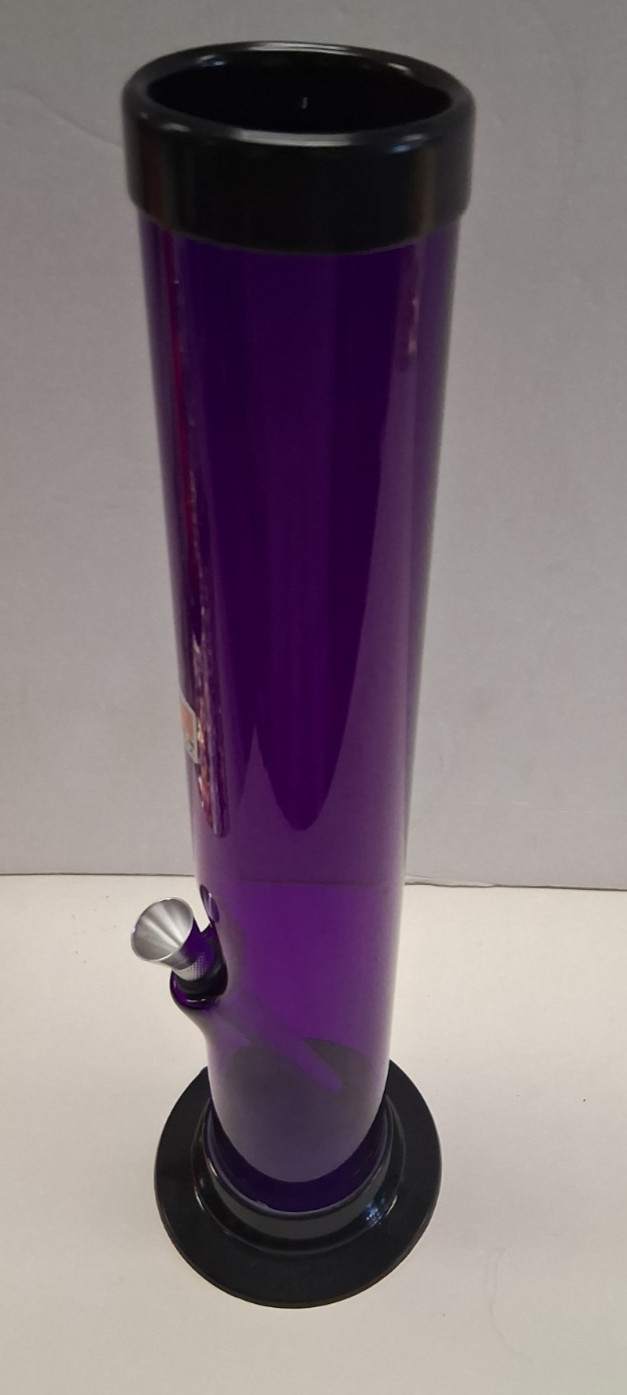 12″ ACRYLIC PLASTIC STRAIGHT HOOKAH WATER PIPE BONG THUMB CARB 2″M PURPLE