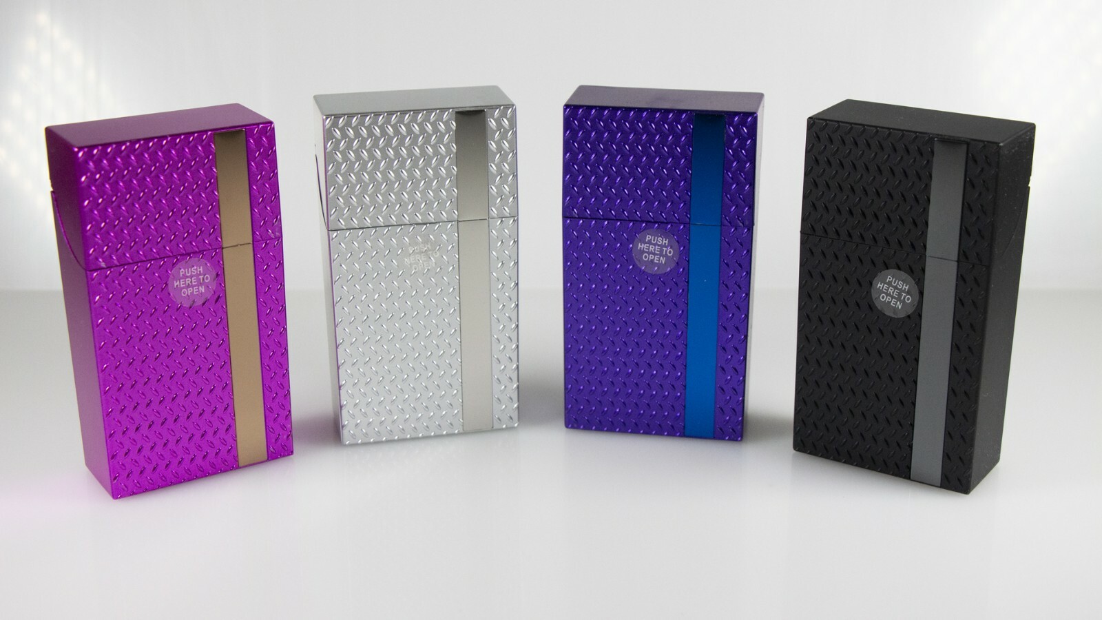 12 Diamond Plate Design Push Open Plastic Cigarette Cases Pack Holder King Size