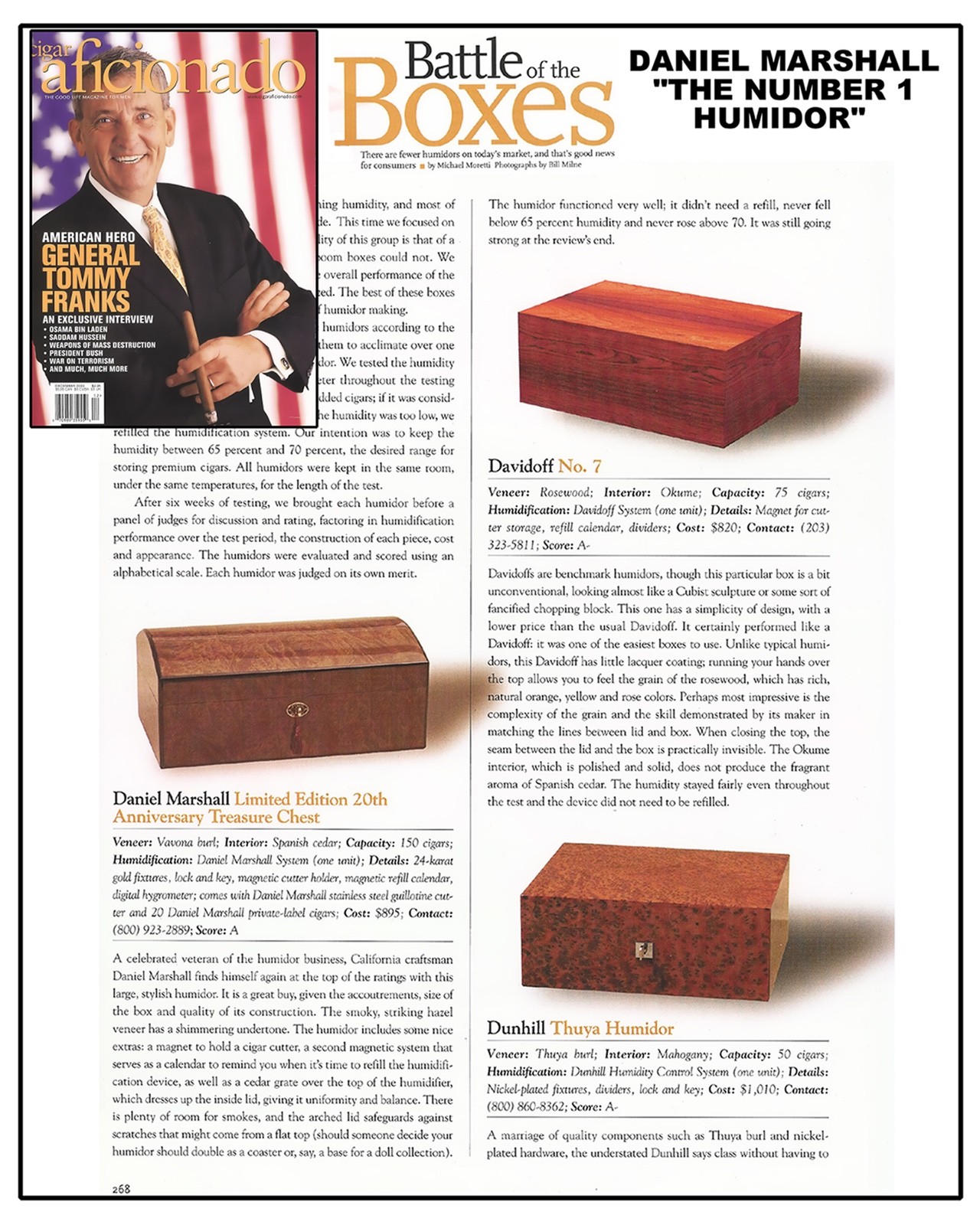 Daniel Marshall Treasure Chest Humidor in Precious Burl Wood Rated No. 1