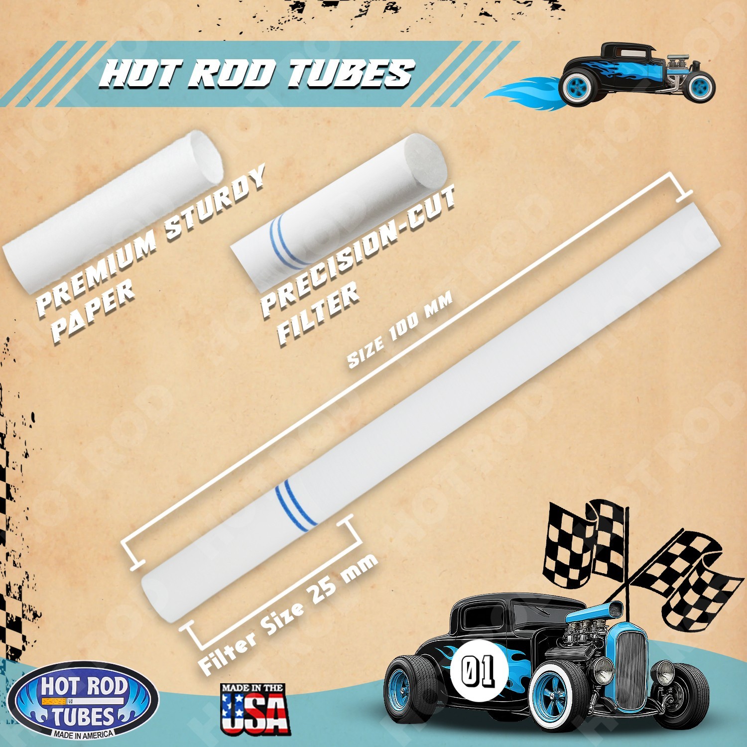 Hotrod Pre Rolled Tubes 100mm Smooth Cigarette Filter Tubes 1 0x 200Count – 2000