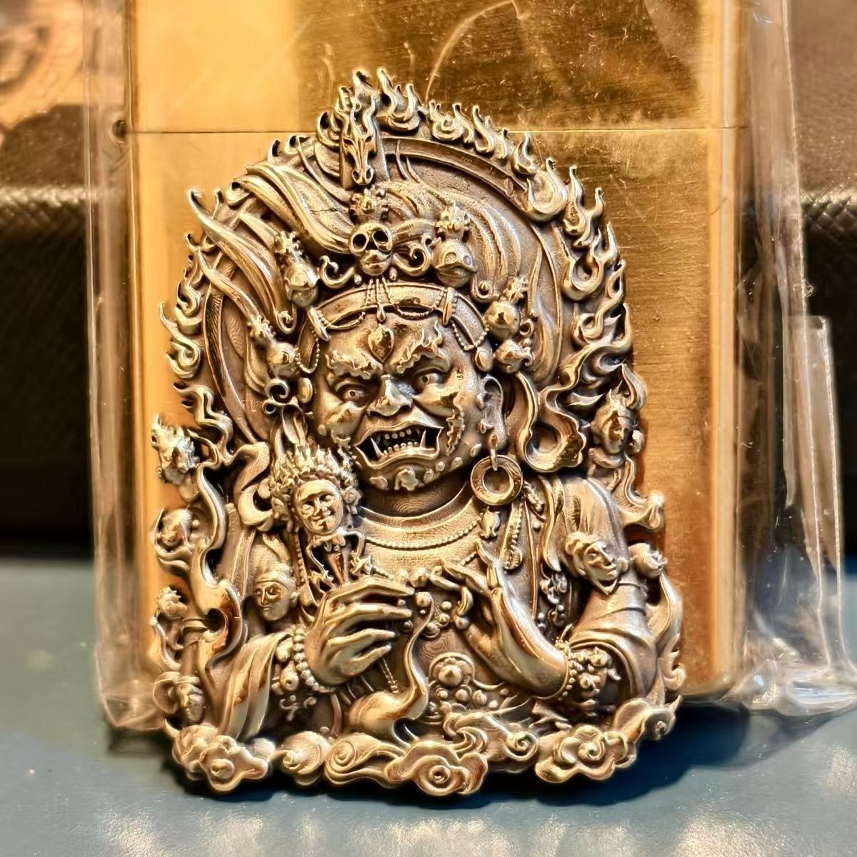 1 piece Brass Guardian of Wealth Attraction sticker Lighter DIY Accessories