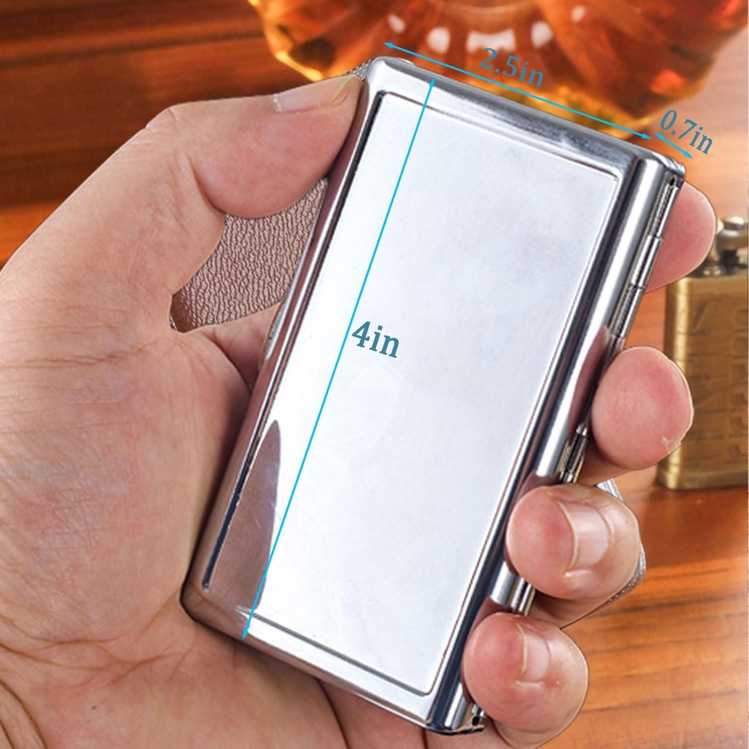 Cigarette Case Metal Holder for Regular King and 100’s Size Can 100mm, Silver