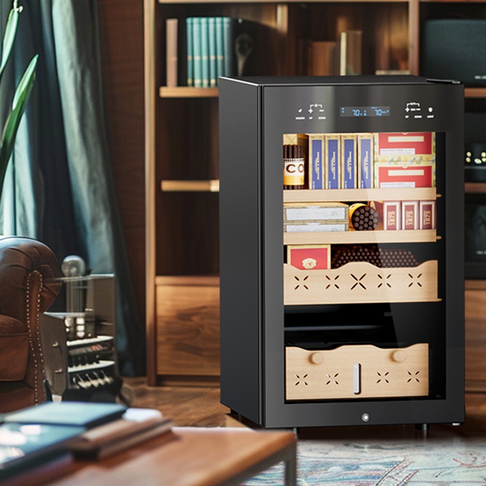 65L Large Electric Cigar Humidor 500 Counts Cigar Temperature & Humidity Control