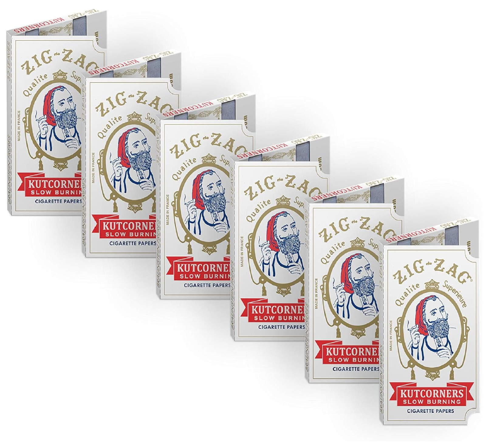 ZIG-ZAG Rolling Papers – Original Kutcorner – 70mm – 32 Count (Pack of 6)