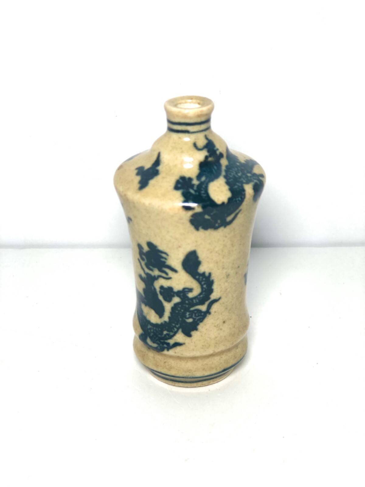 Chinese Antique Yellow Black Dragon Cloud Porcelain Rare Snuff Bottle Vase 3.5”