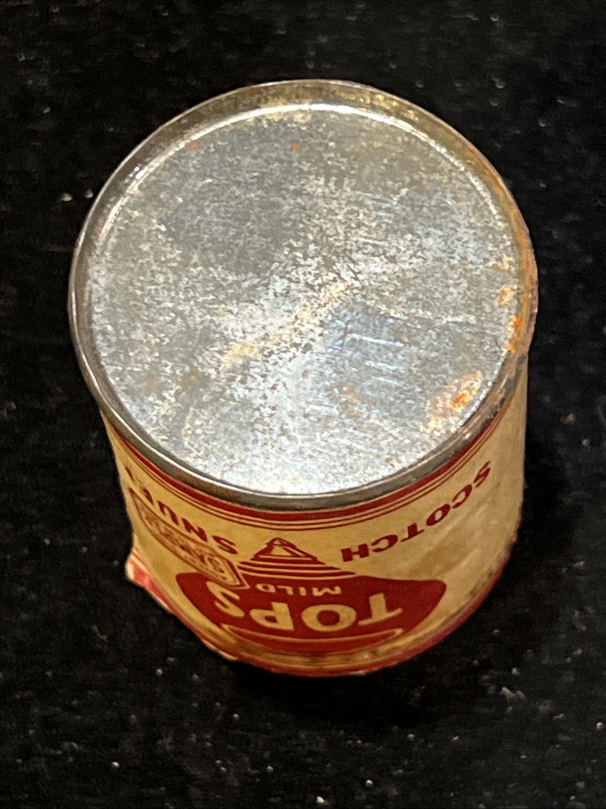 Vintage Tops Mild Scotch Snuff Empty Jar Can Glass Helme Tobacco Co. AD SAMPLE