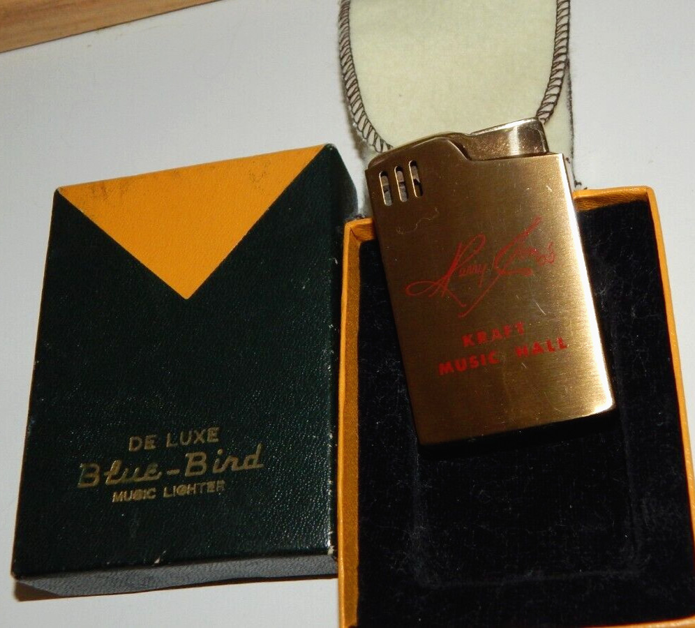 BLUE BIRD Music Lighter Perry Como’s Kraft Music Hall Unfired in Original Box